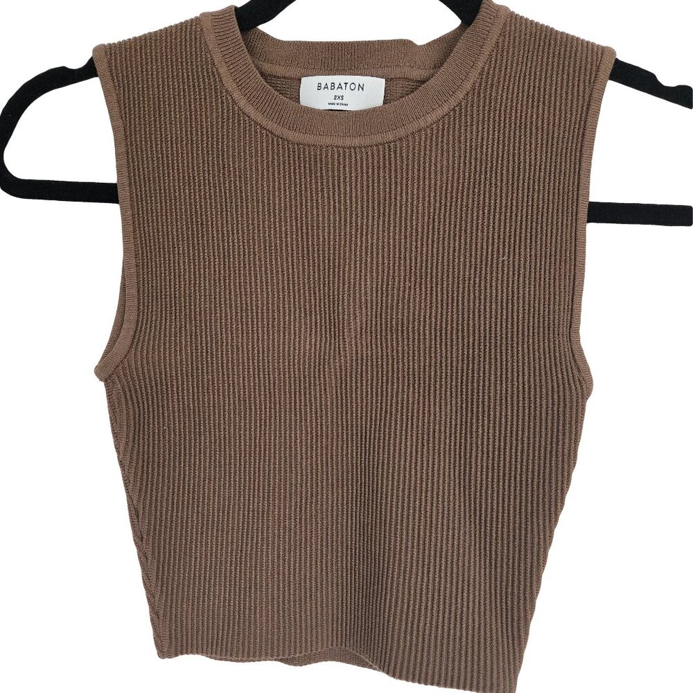 Aritzia BABATON Brown Ribbed Tank XXS